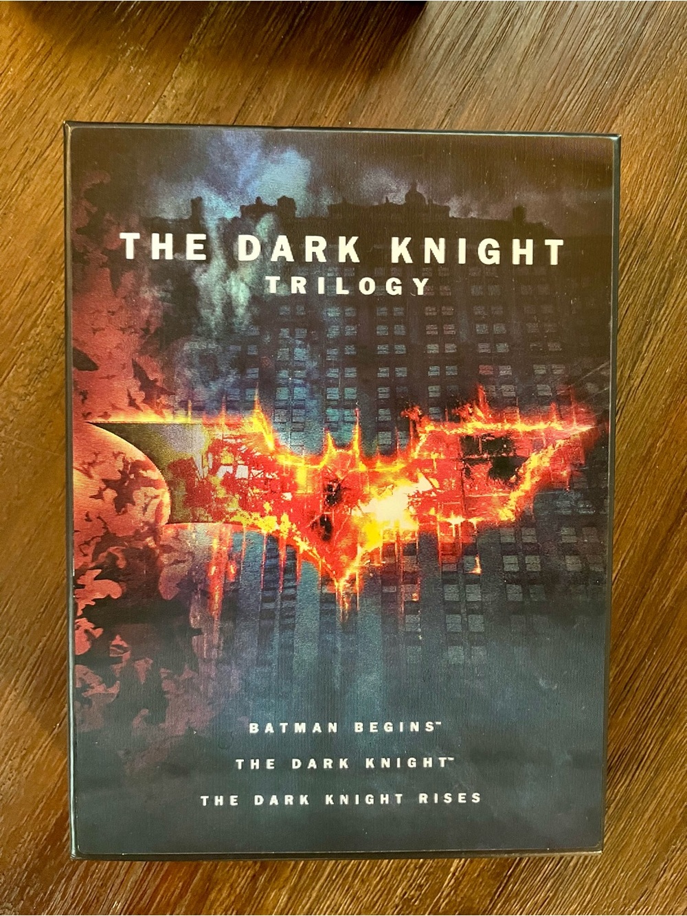 The Dark Knight Trilogy DVD Box Set - Holographic Fiery Bat Logo